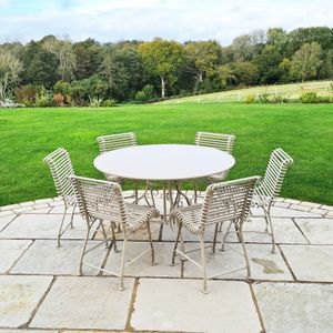 Filler: Large Circular Dining Table with Six Ladderback Chairs