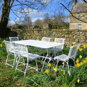 The Small Rectangular Garden Dining Table with Six Ladderback Garden Chairs