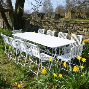 The Large Rectangular Garden Dining Table with Ten Ladderback Garden Chairs