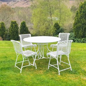 The Medium Circular Garden Dining Table with Four Ladderback Garden Chairs