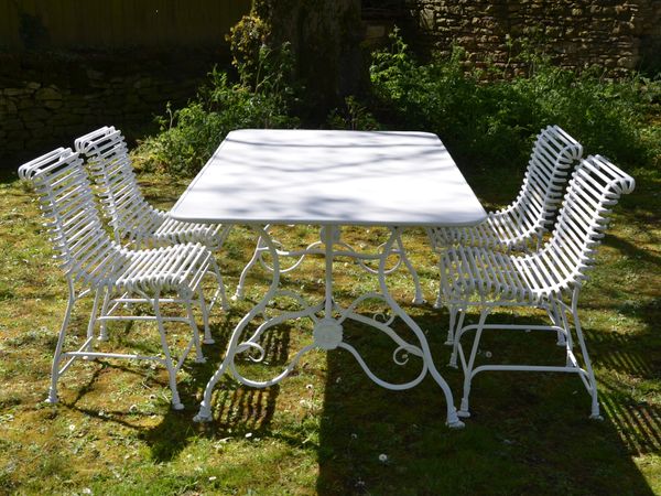 The Small Rectangular Garden Dining Table with Four Ladderback Garden Chairs