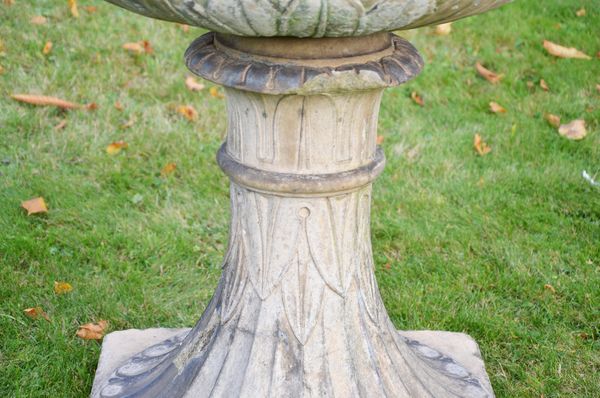 A large terracotta pedestal urn by H.M. Blanchard