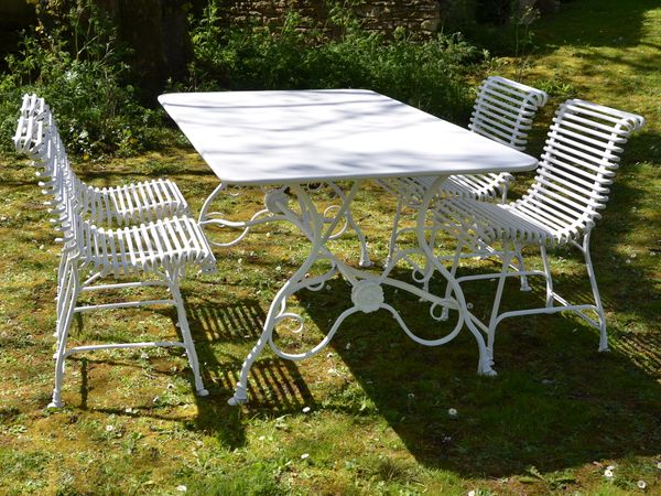 The Small Rectangular Garden Dining Table with Four Ladderback Garden Chairs