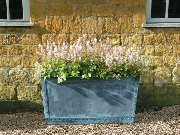 The Rectangular Copper Garden Planter - Small - Wide - Rolled Edge