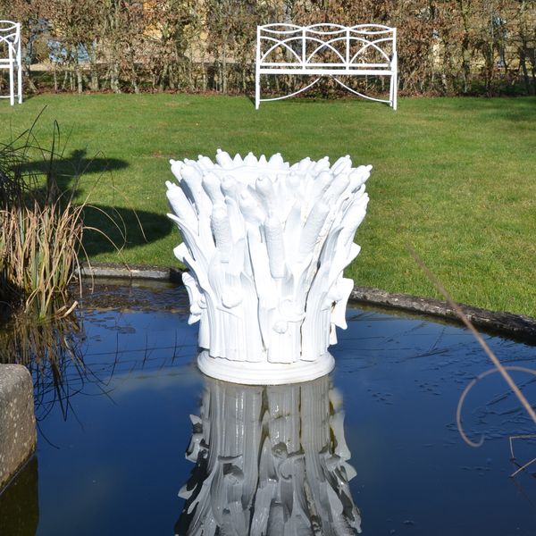A French 19th century cast iron fountain head  in the form of a collection of bulrushes