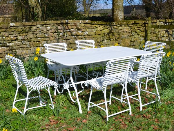 The Small Rectangular Garden Dining Table with Six Ladderback Garden Chairs