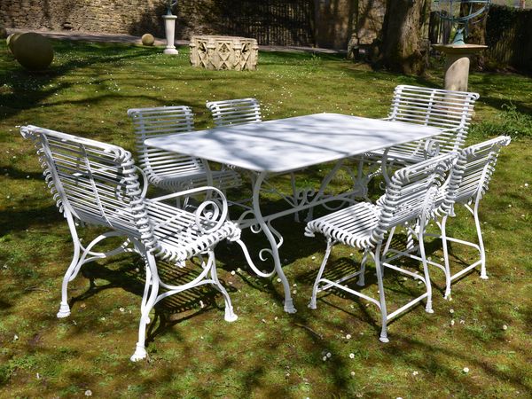 The Small Rectangular Garden Dining Table with Four Ladderback Garden Chairs and Two Ladderback Carver Garden Chairs