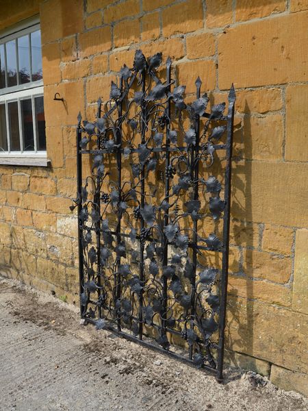 A decorative wrought iron gate