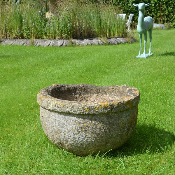 A 19th century circular stone garden planter