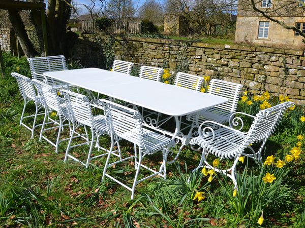 The Large Rectangular Garden Dining Table with Eight Ladderback Garden Chairs and Two Ladderback Carver Garden Chairs