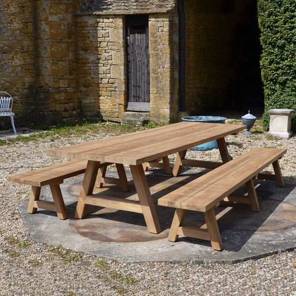 The Farmhouse Garden Dining Table and Benches Set - Large