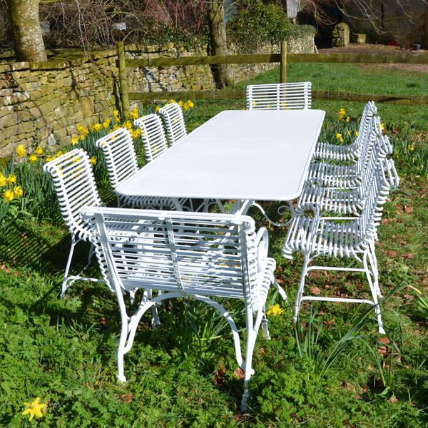 The Large Rectangular Garden Dining Table with Eight Ladderback Garden Chairs and Two Ladderback Carver Garden Chairs