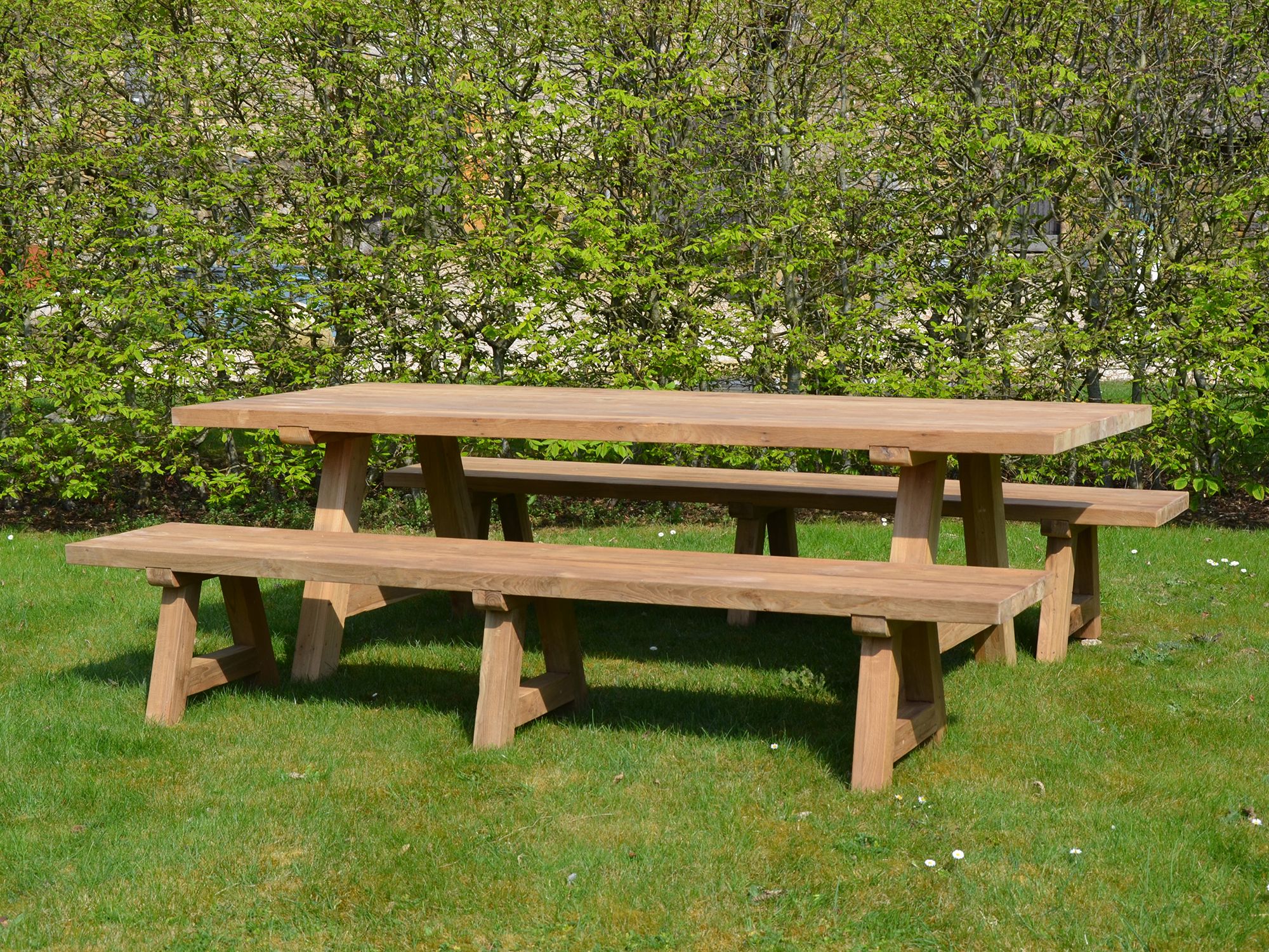 the wooden garden table and benches set - architectural heritage