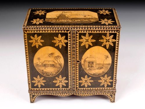 Antique Regency Penwork Cabinet