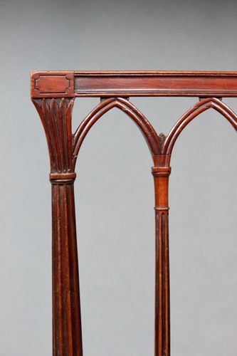 Set of 8 Georgian Mahogany Gothic Design Dining Chairs