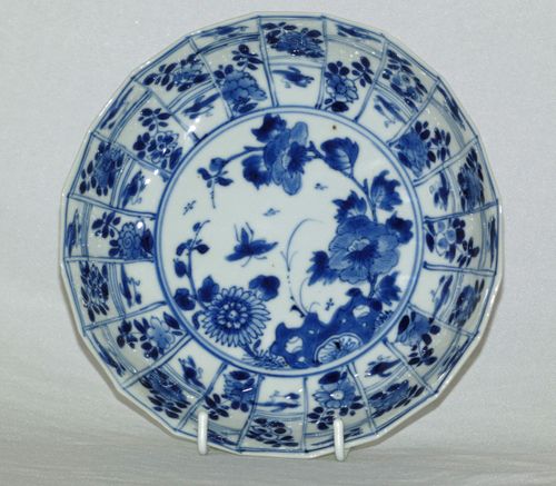 Chinese Kangxi Blue and White Molded Porcelain Plate