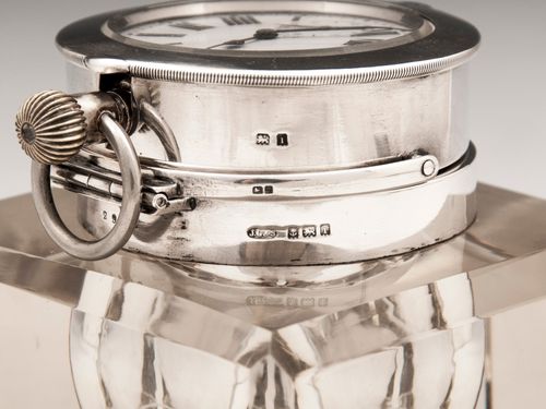 Glass Clock Inkwell