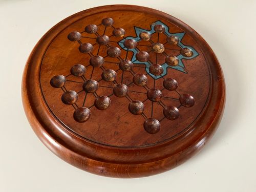 Victorian Wood and Marbles Game of Solitaire