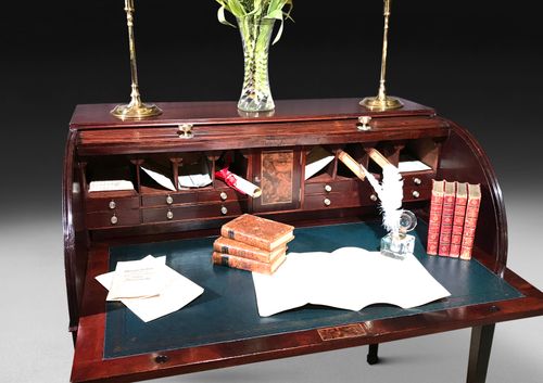 18th Century Mahogany Tambour Fronted Library Desk