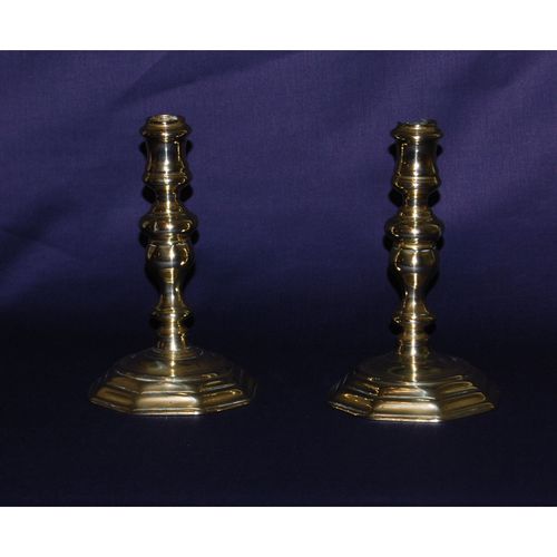 Pair of Early 18th Century Brass Candlesticks