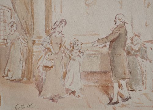 George Goodwin Kilburne - The Greeting - watercolour