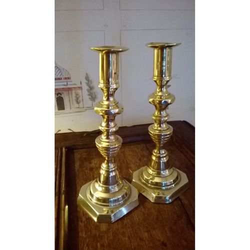 Pair of mid 19th Century Brass Candlesticks