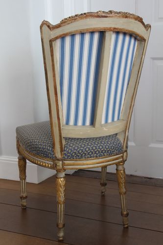 6 Antique Gilt and Upholstered Dining Chairs