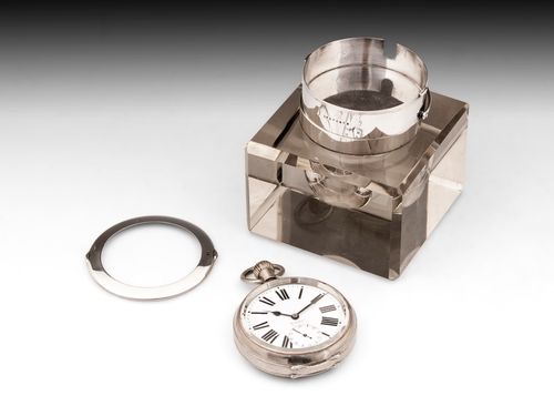 Glass Clock Inkwell