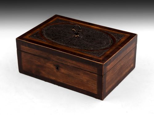 Antique Satinwood Paper Scroll Sewing Box