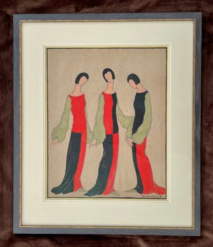 John Dronsfield - Red and Black Costume Design - watercolour