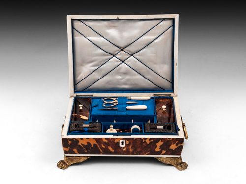 Regency Tortoiseshell & Silver Sewing Box