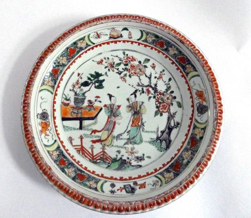 Chinese famille Verte 18th century deep Charger