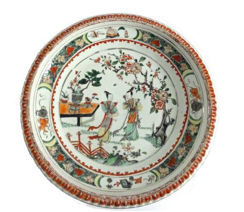 Chinese famille Verte 18th century deep Charger