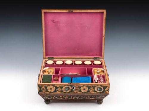 Regency Penwork Chinoiserie Sewing Box