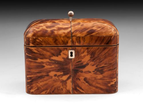 Antique Blonde Tortoiseshell Tea Caddy