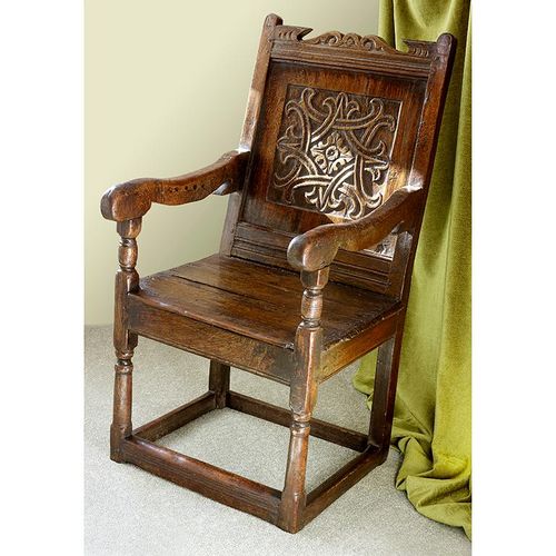 A Mid Century 17th Century Carved Oak Wainscot Chair