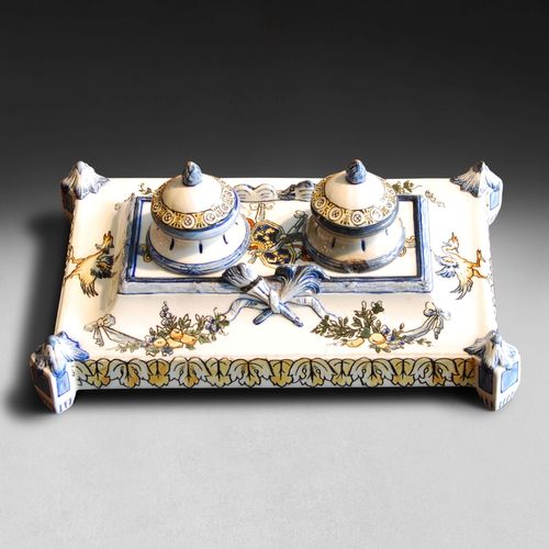 French Faience Desk Set from Gien Factory