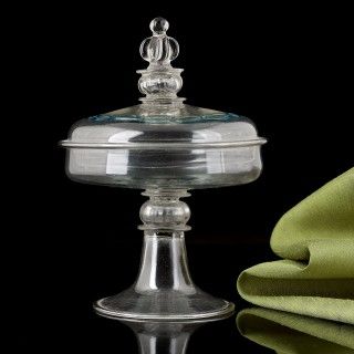 Rare Venetian Tazza 17th Century with Domed Cover
