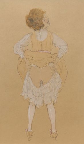 Raphael Kirchner - Lifting her Skirts