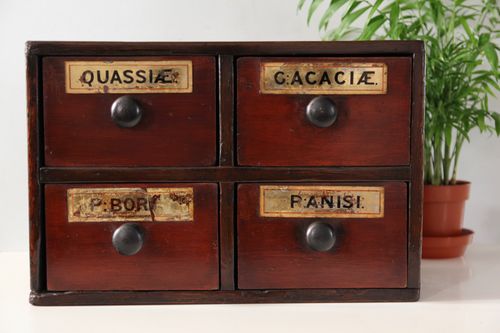 Small Victorian Apothecary Set of 4 Drawers