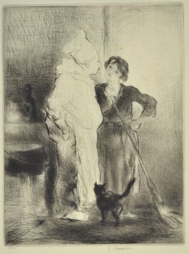 Edmund Blampied - Below Stairs - Etching