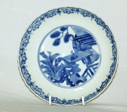 Kangxi - Chinese - 18th Century Blue and White Molded Plate