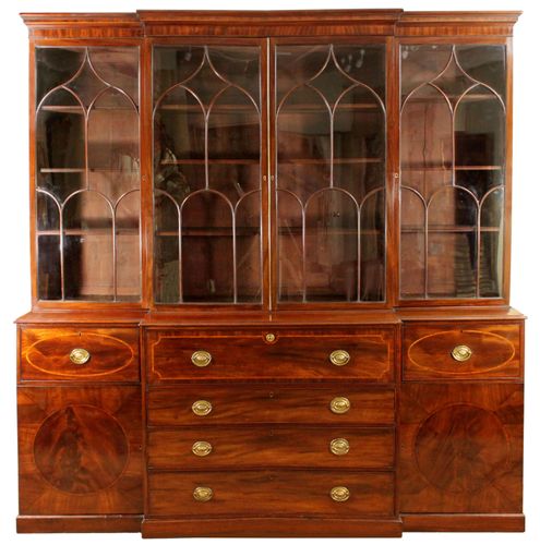 Georgian mahogany breakfront bookcase