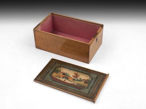 Antique Tunbridge Ware Painted Sewing Box