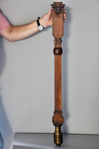 Antique Bow Front Oak Stick Barometer