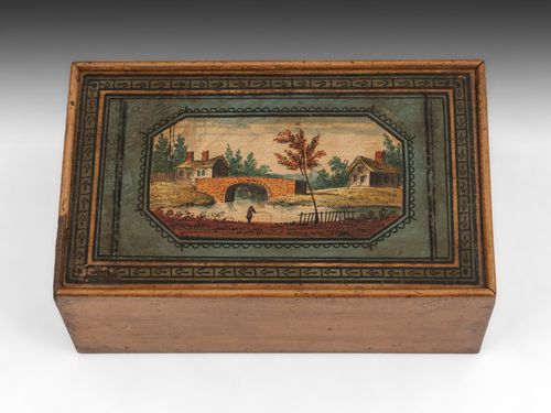 Antique Tunbridge Ware Painted Sewing Box