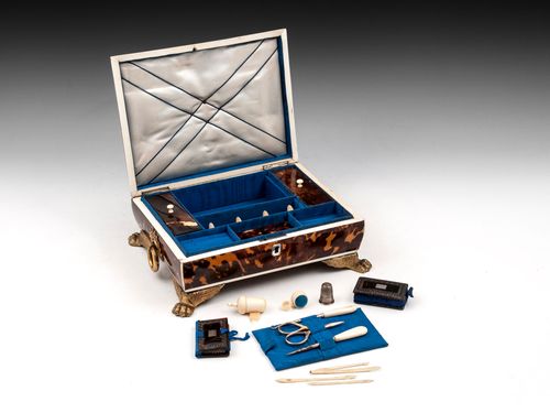 Regency Tortoiseshell & Silver Sewing Box