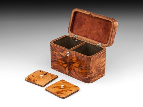 Antique Blonde Tortoiseshell Tea Caddy