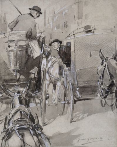 George Denholm Armour - "Keep you 'ead in" - watercolour
