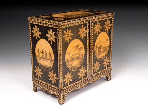 Antique Regency Penwork Cabinet